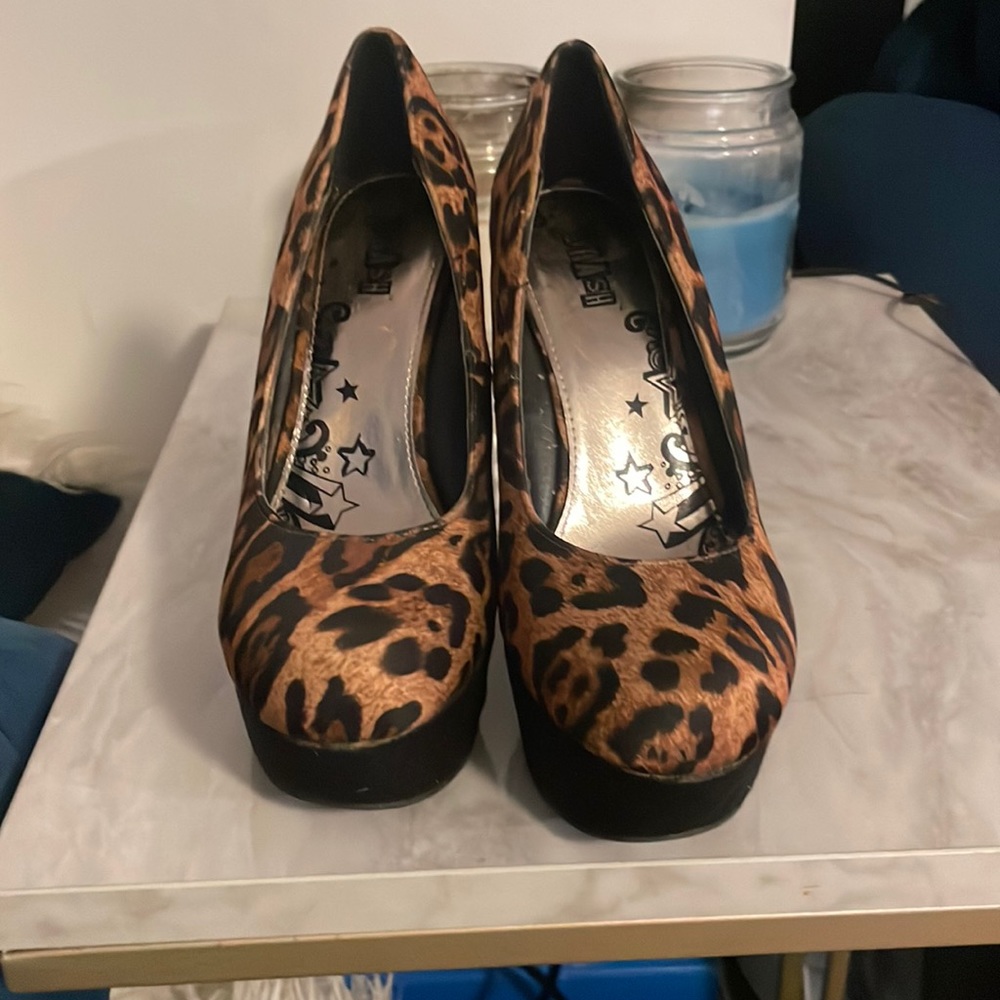 Leopard Print Platform Heels - image 1